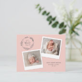 Bloemenkrans multi foto geboorte aankondiging briefkaart (Staand voorkant)