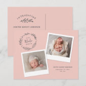 Bloemenkrans multi foto geboorte aankondiging briefkaart (Voorkant / Achterkant)