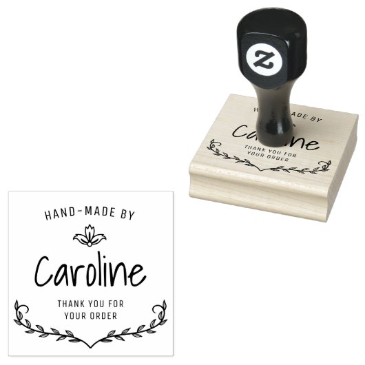 bloemenkrans script handgemaakt 	rubberstempel (Gestempeld)