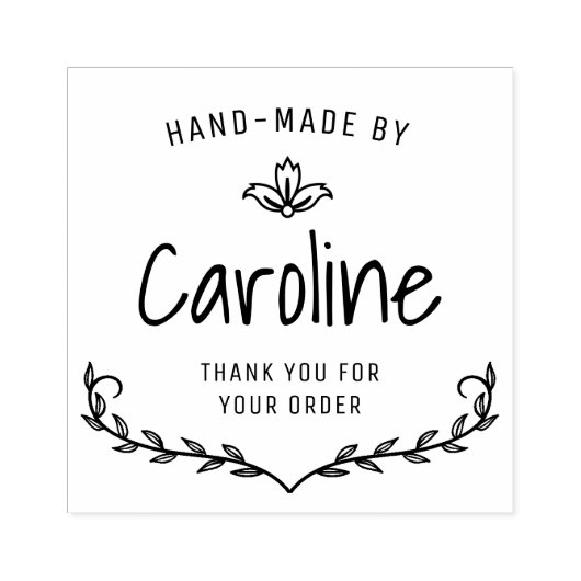 bloemenkrans script handgemaakt 	rubberstempel (Afrduk)