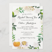 Bloemenkrans Teacup Bruids Douche Uitnodiging (Voorkant / Achterkant)