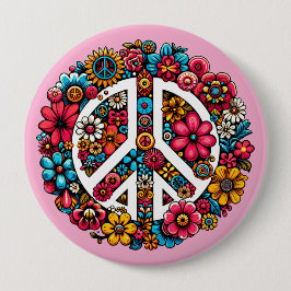 Bloemenkrans Teken Symbool Kleur Illustratie Kunst Ronde Button 4,0 Cm