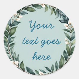 bloemenkrans tekst illustratie aquarel op maat ronde sticker