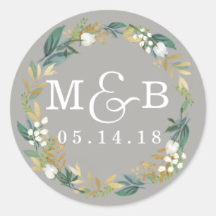 Bloemenkrans Trouw Monogram Sticker