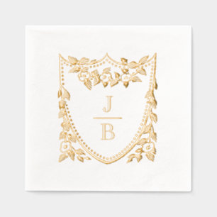 Bloemenkroon 2 Initieel Trouwmonogram #2CA-ND Folie Servetten