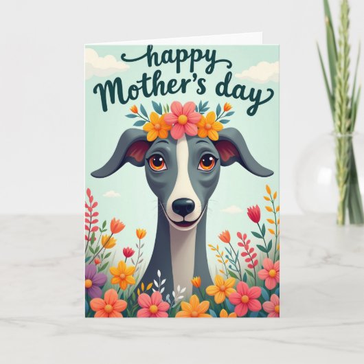 Bloemenkroon Hond Kunstkaart Kaart (Voorkant)