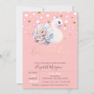 Bloemenkroon met baby zwaan sterren baby shower kaart