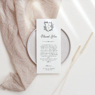 Bloemenkroon Monogram Huwelijk Bedankt Plaatskaart Menu