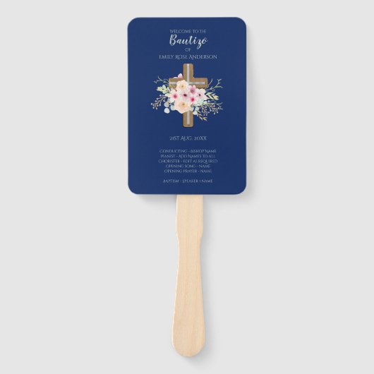 Bloemenkruis BAUTIZO Doop Doopprogramma Handwaaier (Voorkant)