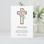 Bloemenkruis doop bedankkaart (Staand voorkant)