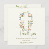 Bloemenkruis doop Dank u kaart – Zachte pastel (Voorkant / Achterkant)