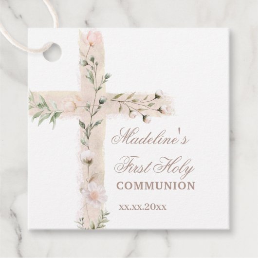 Bloemenkruis Eerste Communie Bedankjes Labels (Voorkant)