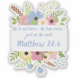 Bloemenkruis Hij is verrezen met Pasen Sticker