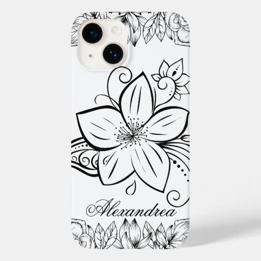 Bloemenkunst, Monochrome schoonheid Case-Mate iPhone Case (Achterkant)