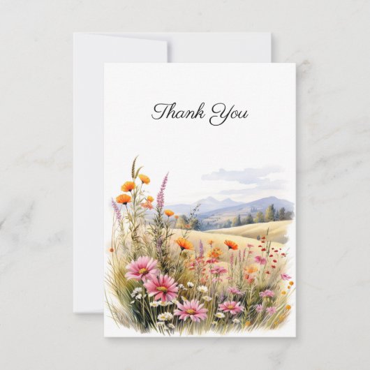 Bloemenlandschap begrafenisfoto Dank u Bedankkaart (Voorkant)