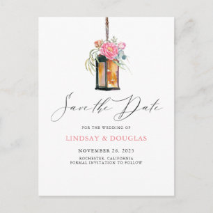 Bloemenlantaarn Moderne Tuin Save the Date Aankondigingskaart