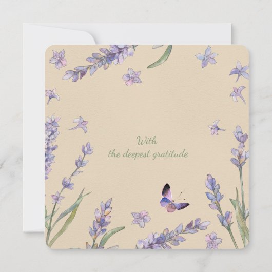 Bloemenlavendel groen Dank u Memorial Kaart (Achterkant)