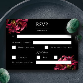 Bloemenlelie donker gotisch bruiloft RSVP Kaart