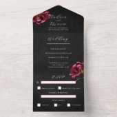 Bloemenlelie donker gotisch bruiloft uitnodiging (Binnen)