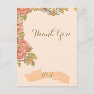 bloemenlente bruiloft dank je wel briefkaart