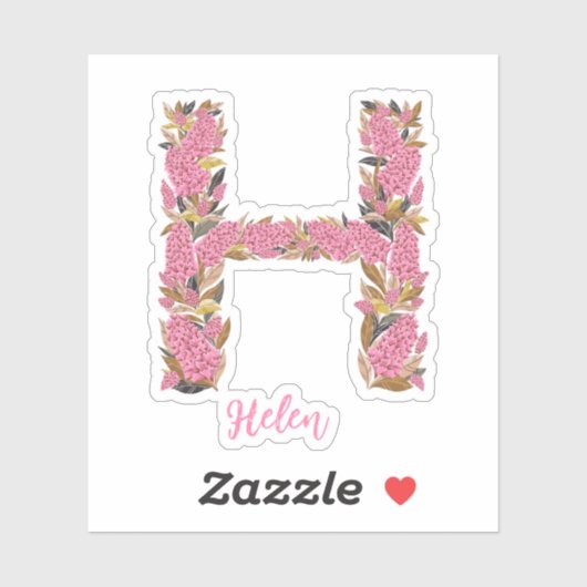 Bloemenletter H custom gesneden vinyl stickers (Vel)