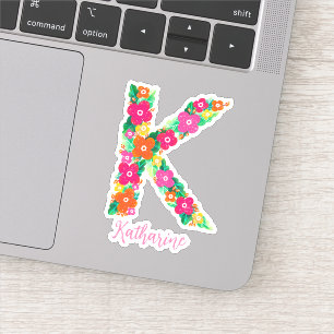 Bloemenletter K op maat gesneden vinyl stickers