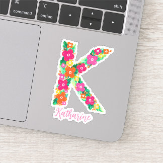 Bloemenletter K op maat gesneden vinyl stickers