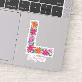 Bloemenletter L op maat gesneden vinyl stickers
