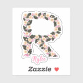 Bloemenletter R op maat gesneden vinyl stickers (Vel)