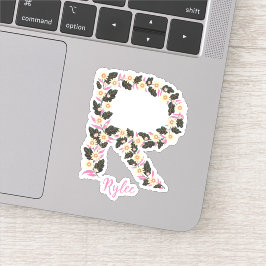 Bloemenletter R op maat gesneden vinyl stickers