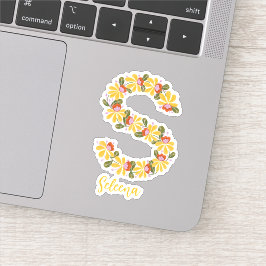 Bloemenletter S op maat gesneden vinyl stickers