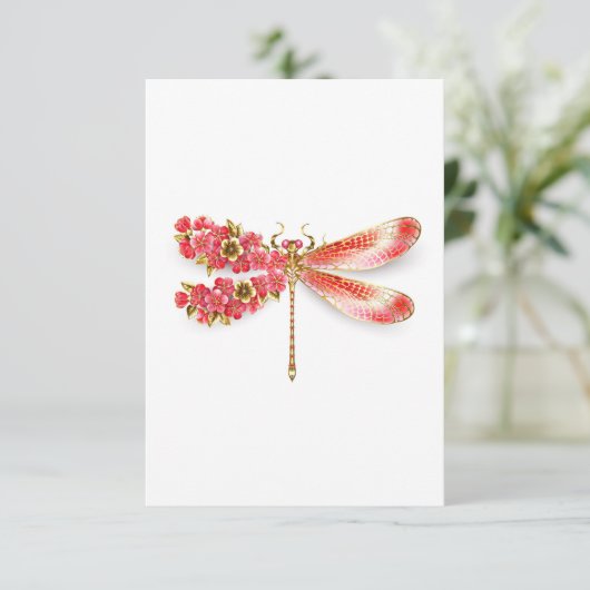 Bloemenlibel met sieraden sakura bedankkaart (Staand voorkant)
