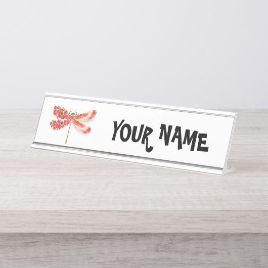 Bloemenlibel met sieraden sakura bureau naambordje (Voorkant)