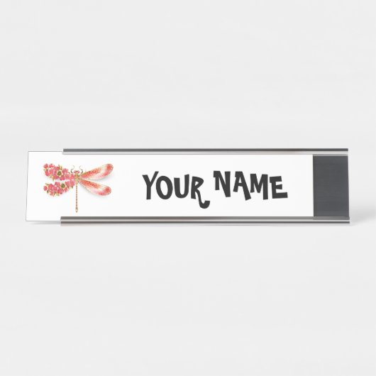Bloemenlibel met sieraden sakura bureau naambordje (Voorkant)