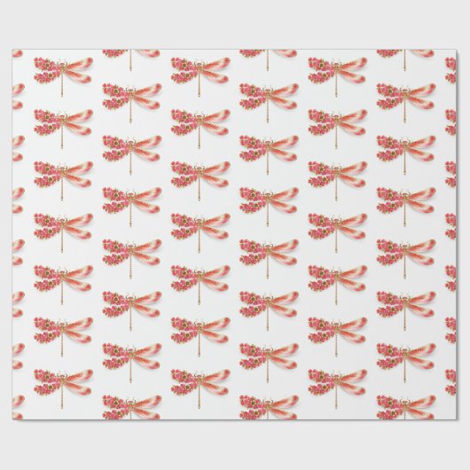 Bloemenlibel met sieraden sakura cadeaupapier (Vlak)