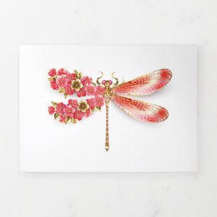 Bloemenlibel met sieraden sakura drieluik wenskaart