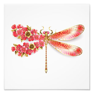 Bloemenlibel met sieraden sakura foto afdruk