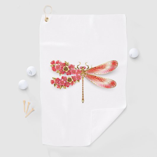 Bloemenlibel met sieraden sakura golfhanddoek (Insitu)
