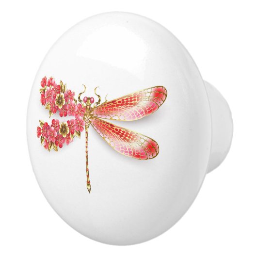 Bloemenlibel met sieraden sakura keramische knop (Rechts)