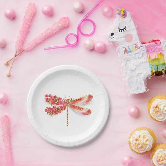 Bloemenlibel met sieraden sakura papieren bordje (Feest)