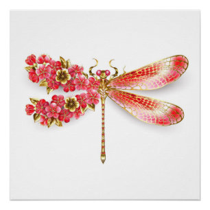 Bloemenlibel met sieraden sakura perfect poster