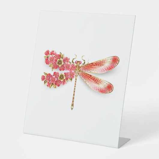 Bloemenlibel met sieraden sakura reclamebord met voetstuk (Voorkant)