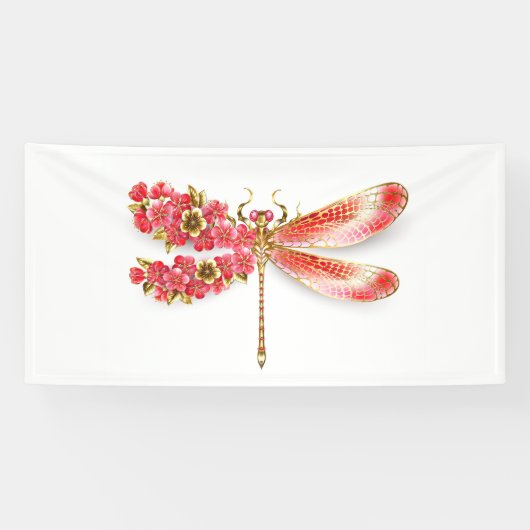 Bloemenlibel met sieraden sakura spandoek (Horizontaal)