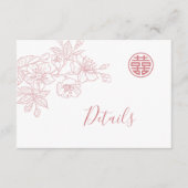 Bloemenlijn Art Blush Chinese bruiloft Details Informatiekaartje (Voorkant)