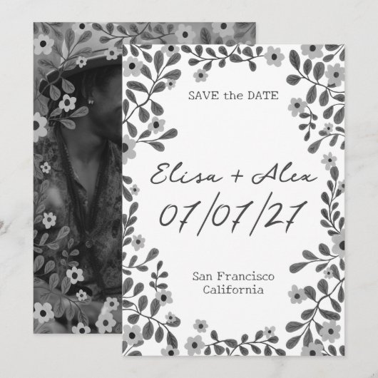 Bloemenlijst Z&W SAVE THE DATE AANGEPASTE FOTO (Voorkant / Achterkant)