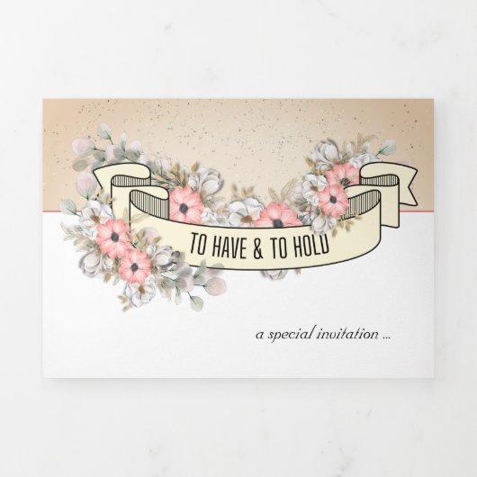 Bloemenlint Driehoekig Trouwuitnodiging met RSVP Drieluik Uitnodiging (Cover)