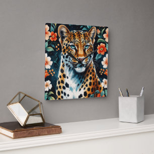  bloemenluipaard vierkante klok