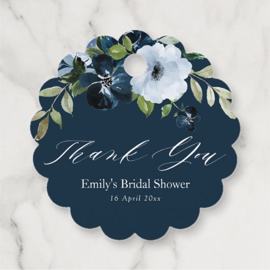 Bloemenmarine blauw vrijgezellenfeest dank u bedankjes labels (Achterkant)