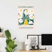 Bloemenmarkt Abstract Retro Daisy Poster (Thuiskantoor)
