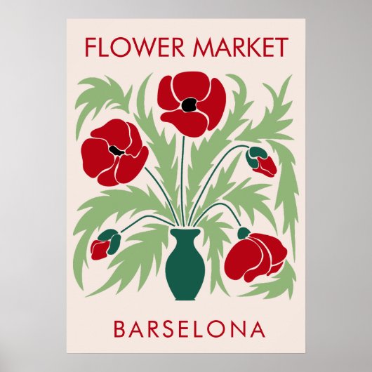 Bloemenmarkt Abstracte retro papaver Poster (Voorkant)